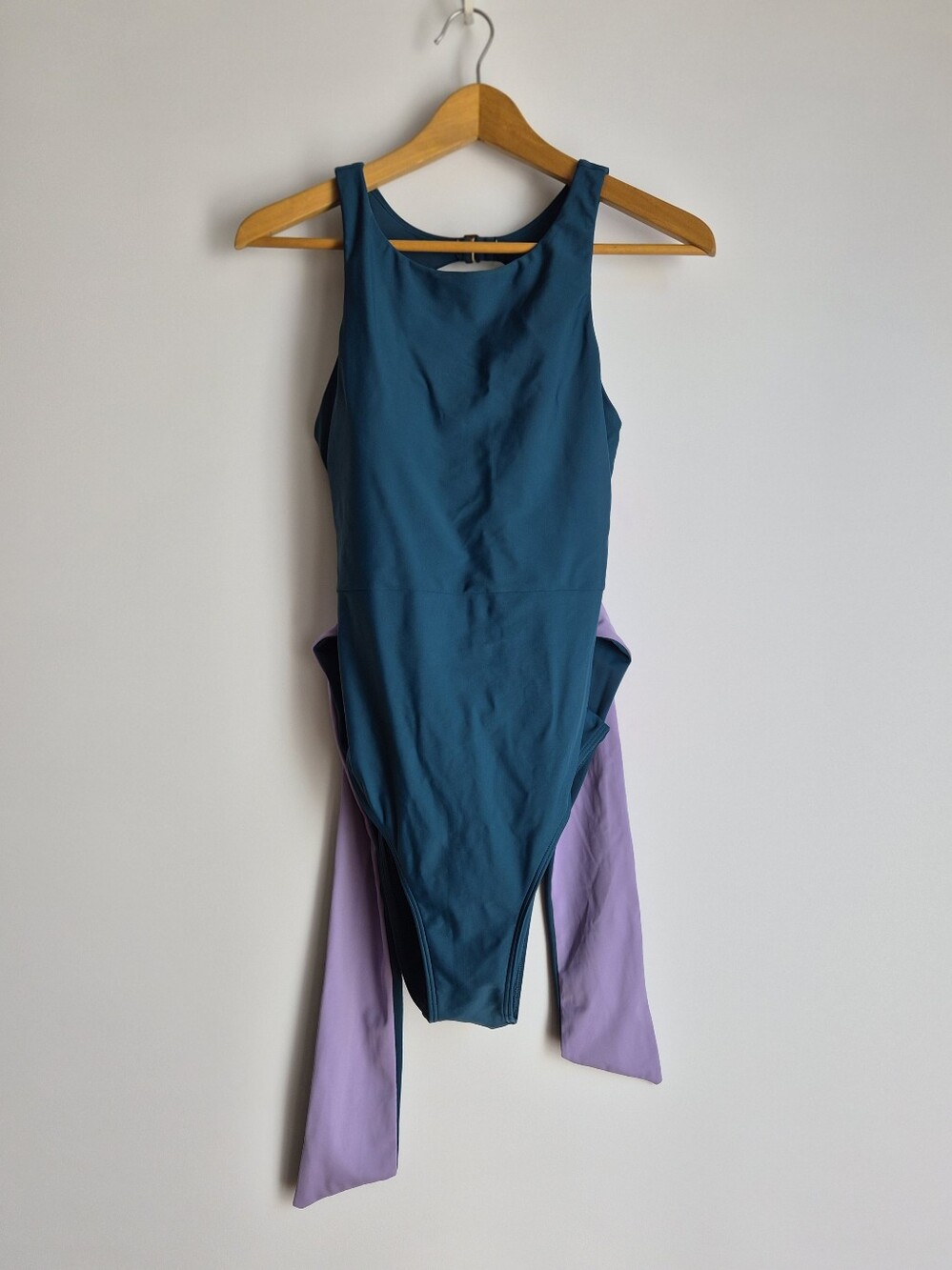 Summersalt Tie-Belted Cove Swimsuit 8 Teal Purple Colorblock Retro Coastal Boho